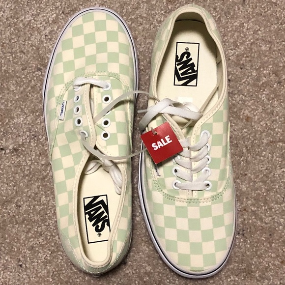 mint and white checkered vans